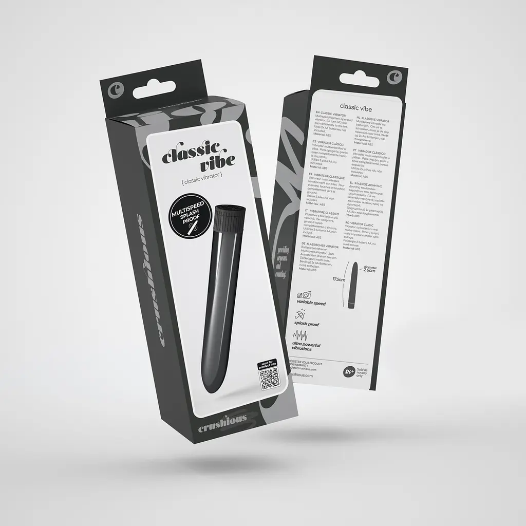 Вибратор Crushious Classic Vibe 17.5 см (черный) - фото 7