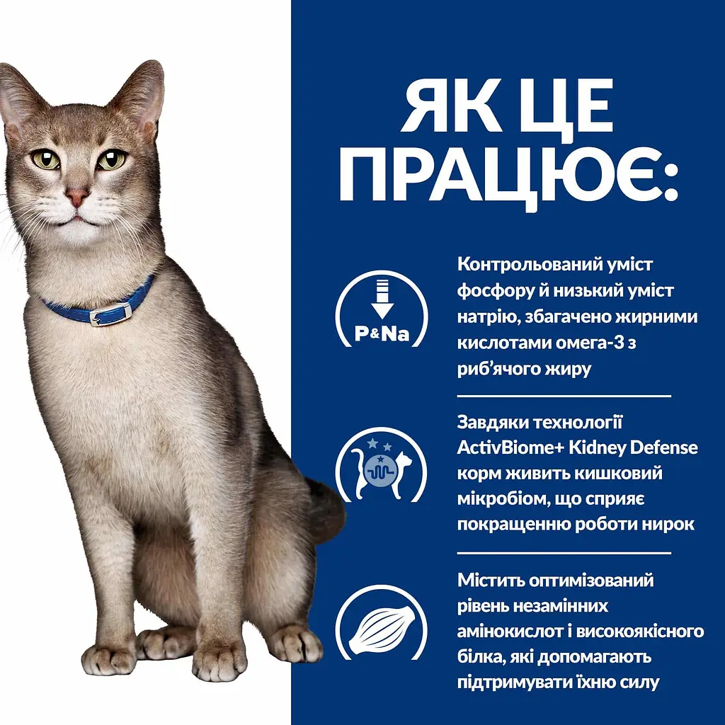 Сухий корм Hill's Prescription Diet ActivBiome+ Kidney Defense для котів підтримання функції нірок, з куркою, 0,4 кг - фото 3