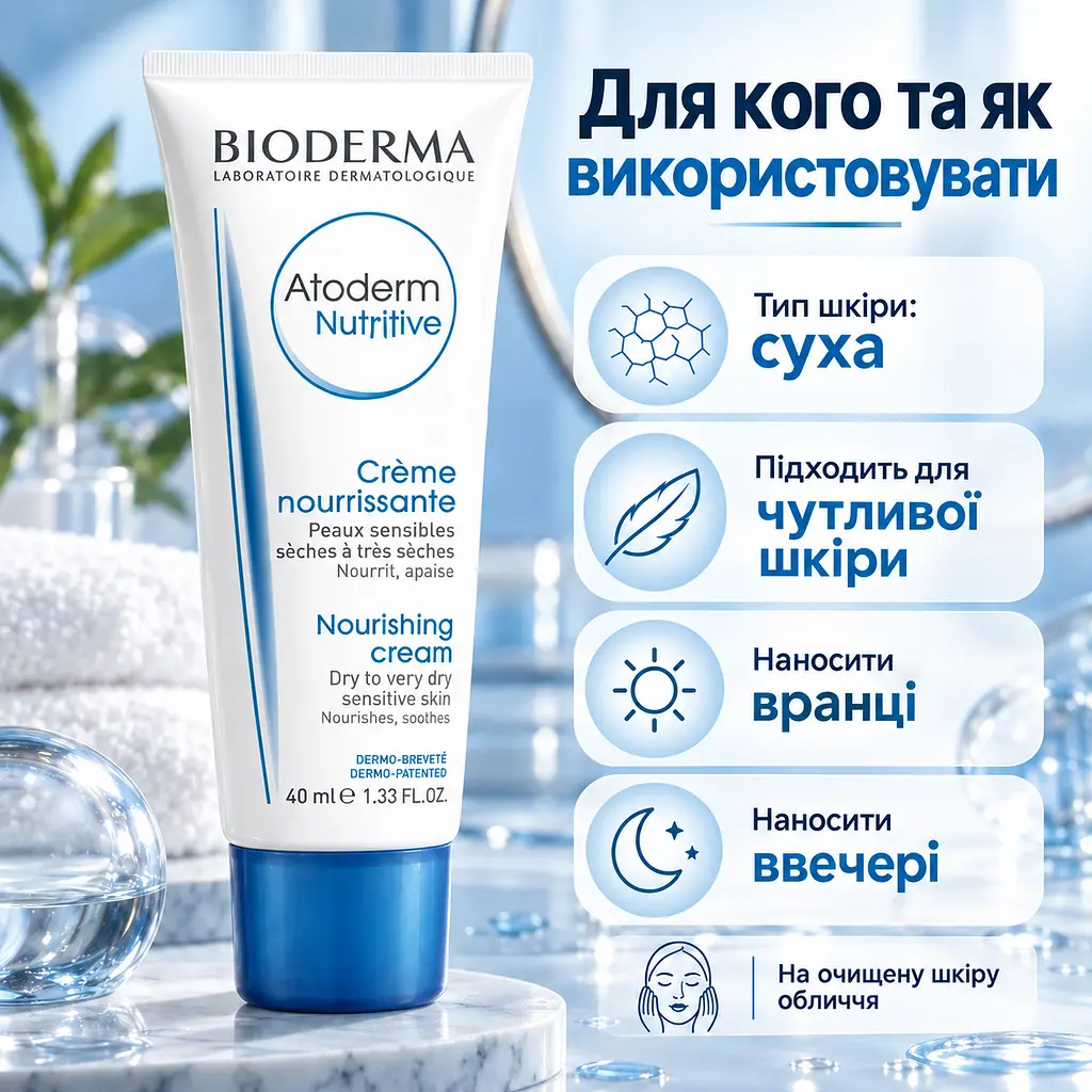 Живильний бальзам для обличчя Bioderma Atoderm 40 мл для сухої та чутливої шкіри з олією ши та авокадо без ароматизаторів - фото 6