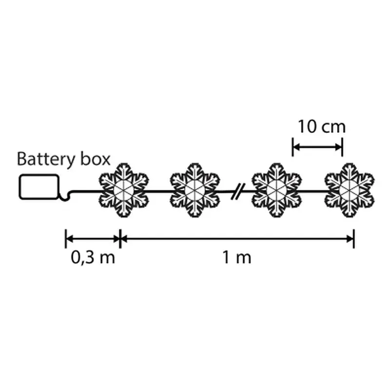Гірлянда Luca Lighting Сніжинка, струна, 1,3 м, класична біла, 10 LED 2AA, таймер (8720967822874) - фото 2