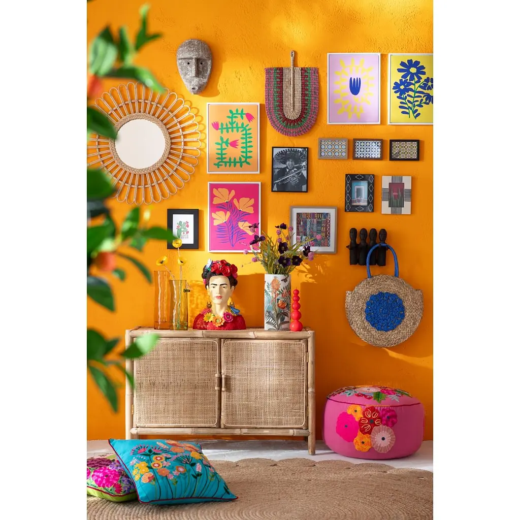 Пуф J-line з квітами ручна вишивка 50 см рожевий (41629) - фото 4