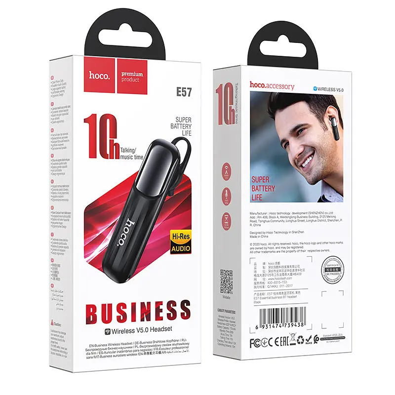 Bluetooth-гарнітура Hoco E57 Essentia Bluetooth Headset (Black) [73929] - фото 6