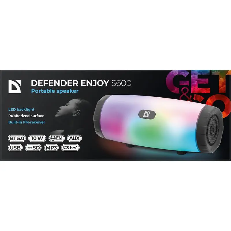 Портативна колонка Defender 65603 Enjoy S600 10Вт, Light/FM/microSD/USB, Black - фото 5