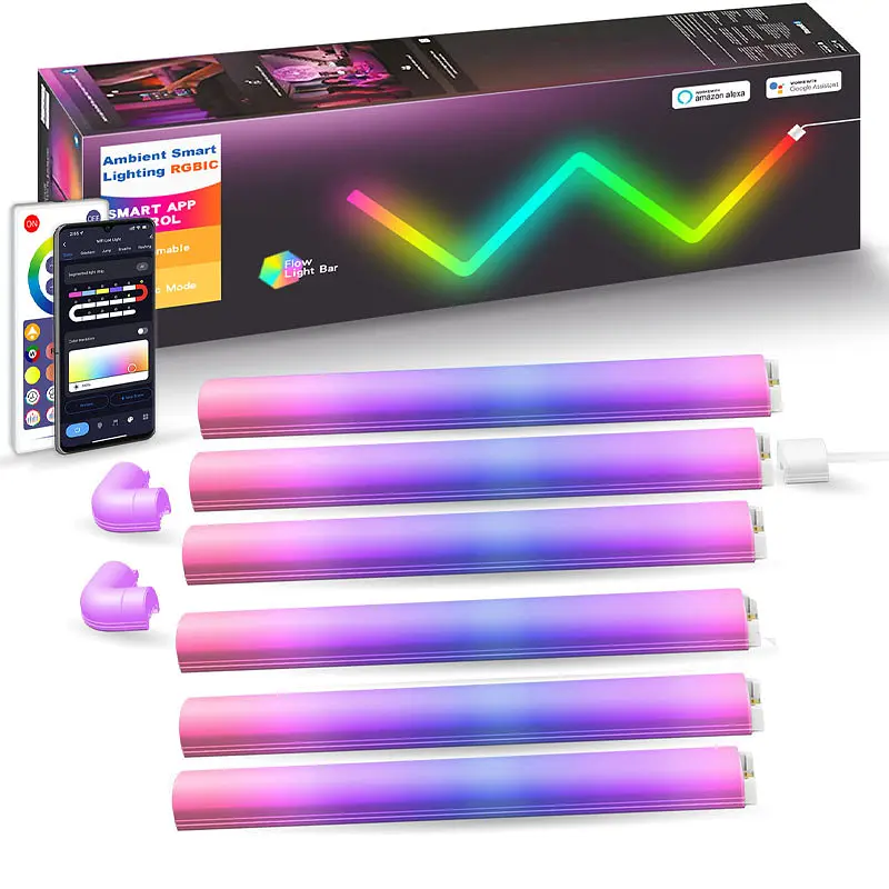 Настінний світильник Lines SAL-013B Bluetooth USB interface with app (6+2 pcs) White Epik teh0029693