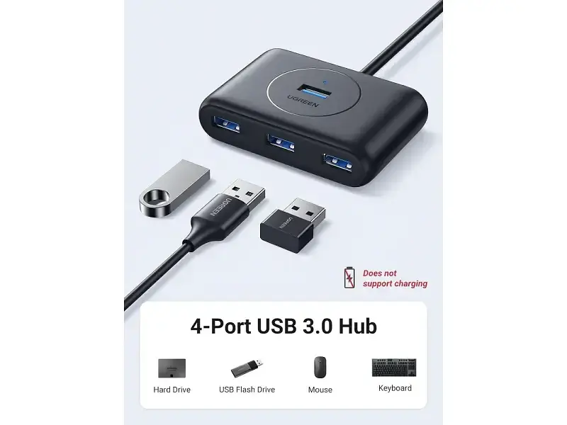 USB-хаб UGREEN 4-in-1 USB 3.0 Data Hub (20291) - фото 2