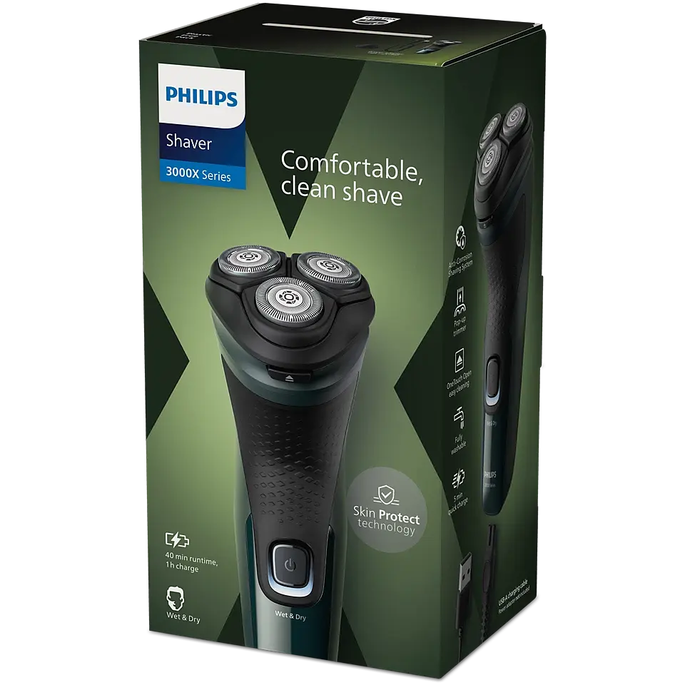 Электробритва Philips Series 3000X темно-зеленая(X3002/00) - фото 3