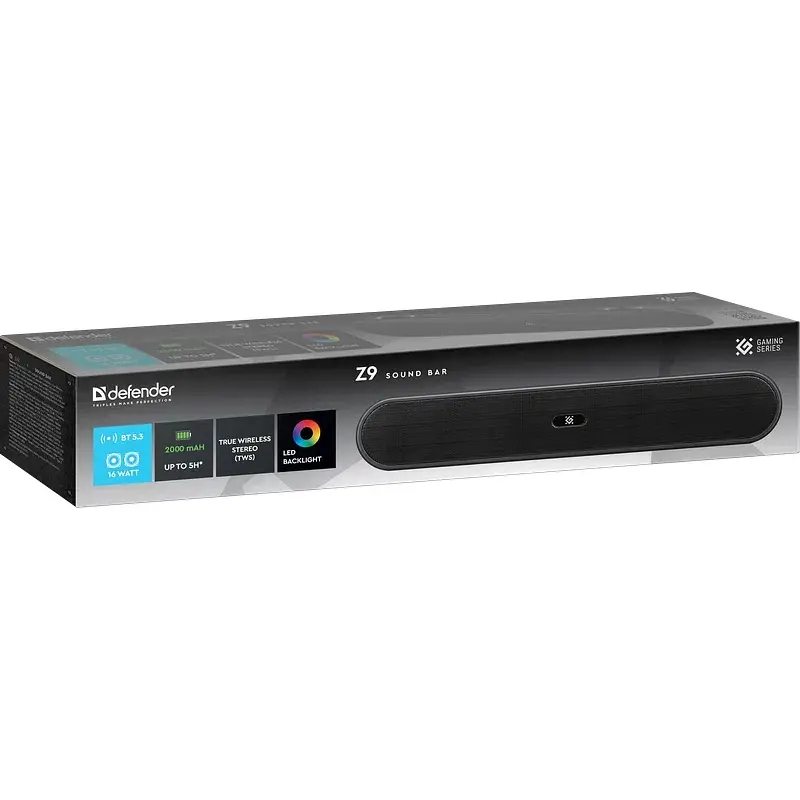 Акустична система 1.0 Defender Саундбар Z9 16Вт, Bluetooth/FM/USB/TF/AUX, LED чорна - фото 6