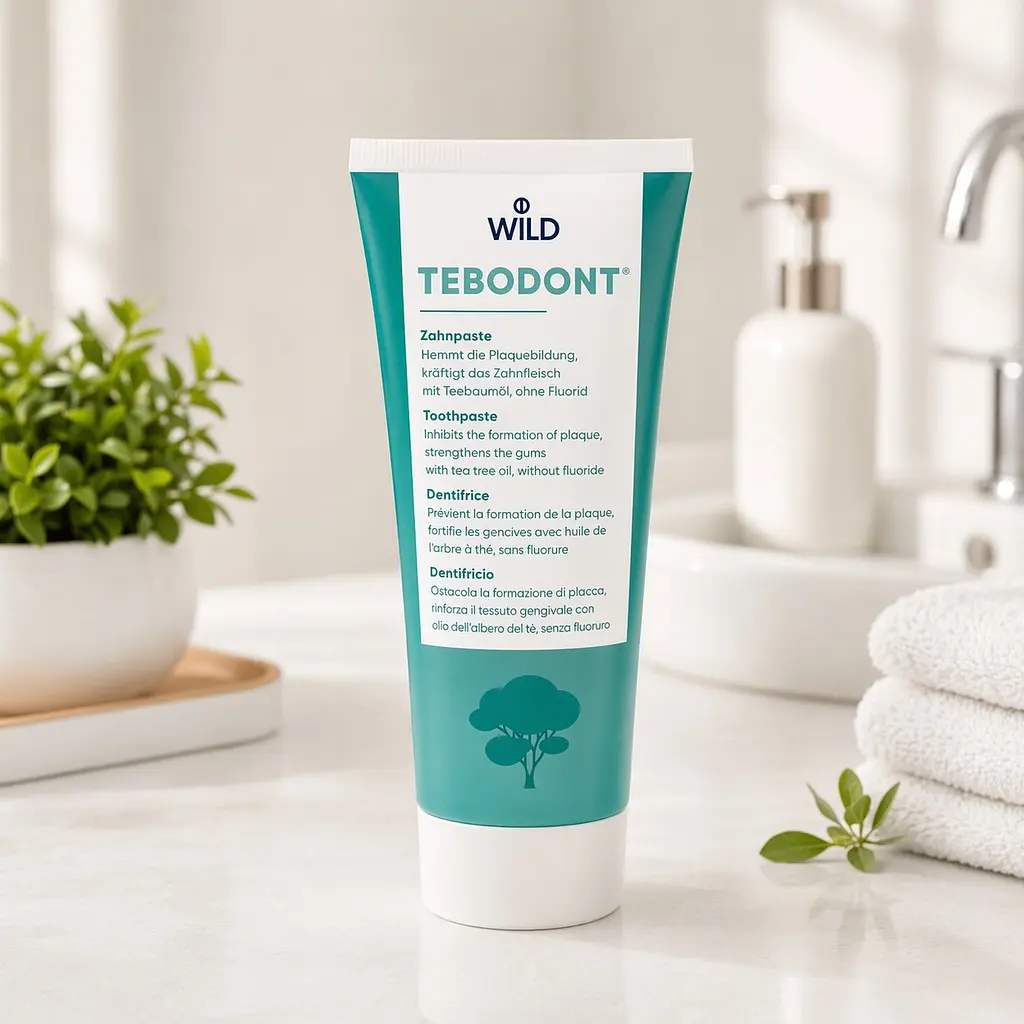 Зубна паста Dr. Wild Tebodont для ясен та профілактики нальоту з олією чайного дерева без фториду 75 мл