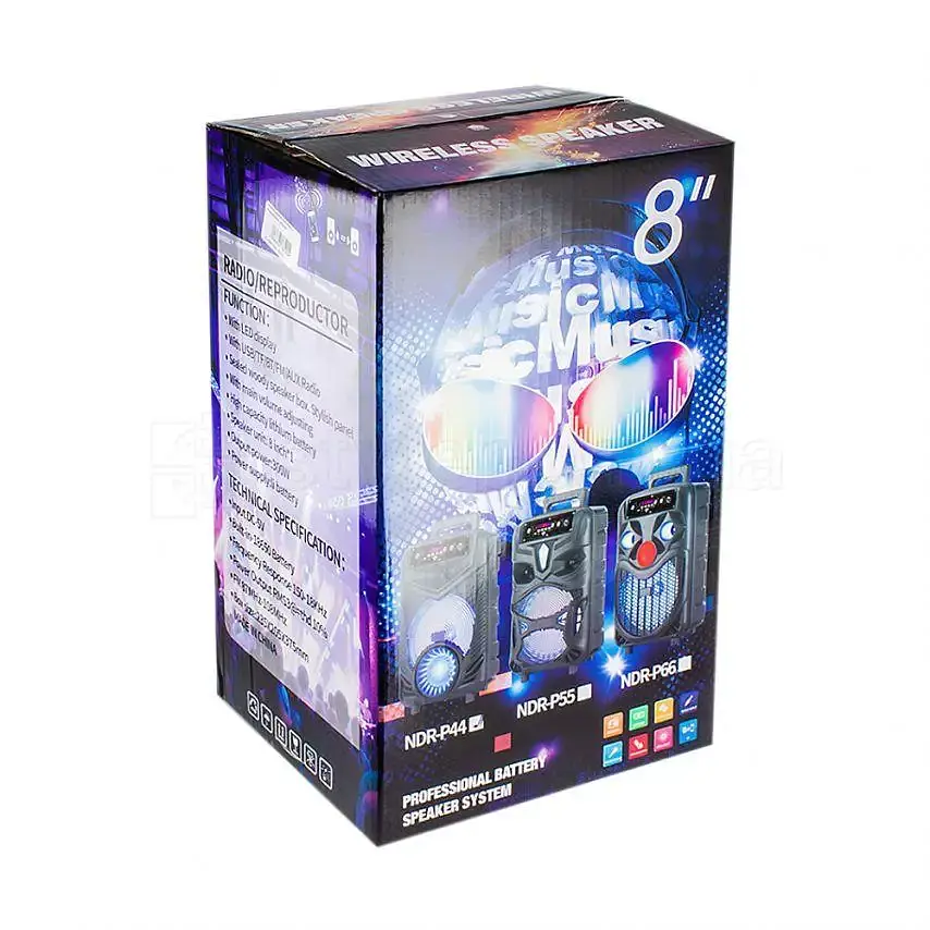 Бездротова Bluetooth колонка NDR-P55 з мікрофоном 8 дюймів - фото 5