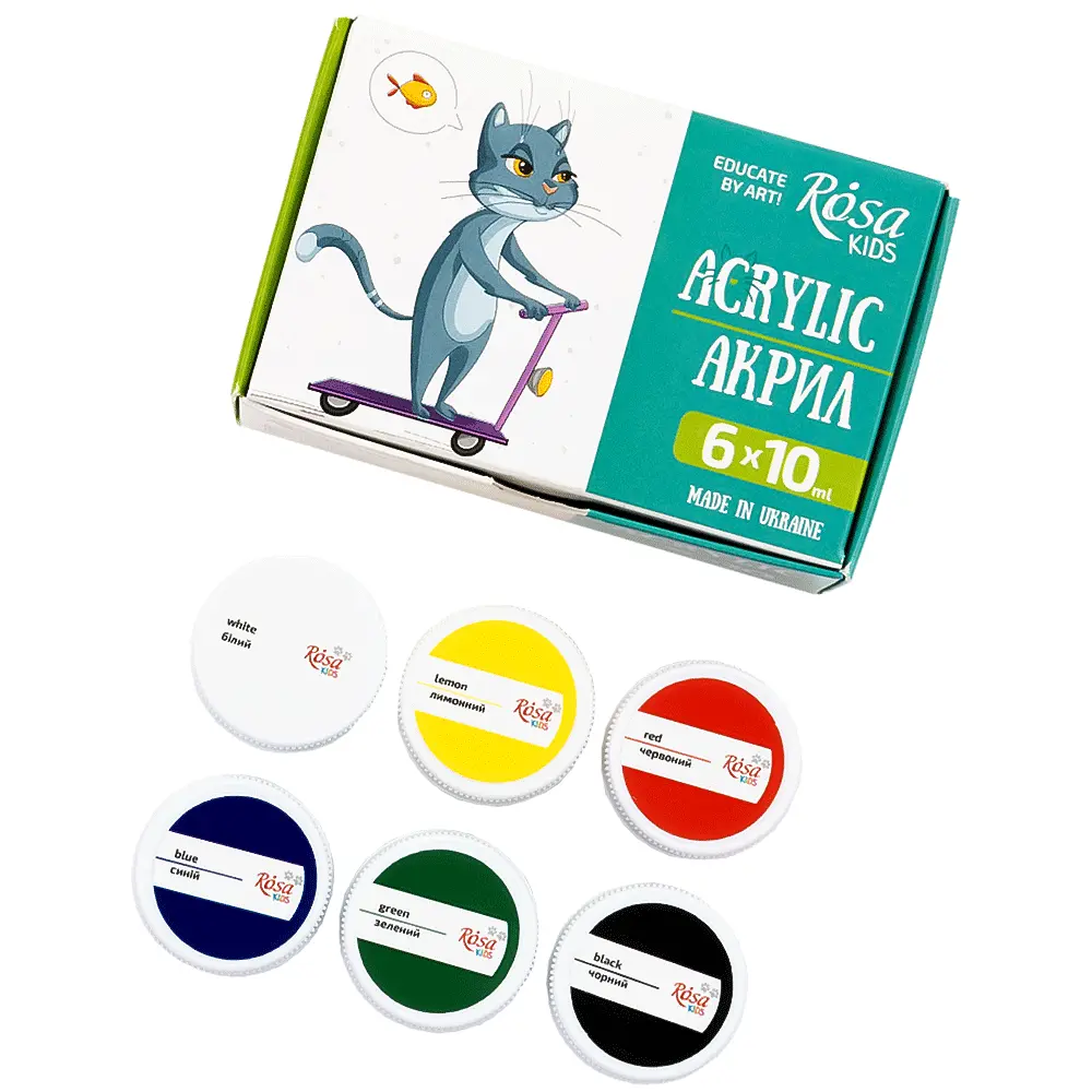 Набір акрилових фарб Cats 6×10 мл ROSA Kids (4823098545897) - фото 2