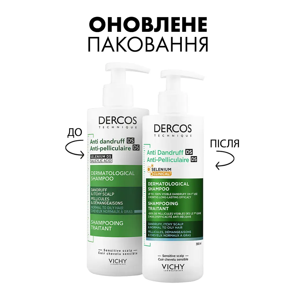 Шампунь проти лупи Vichy Dercos для жирного волосся та подразненої шкіри голови 390 мл (M0516021) - фото 3