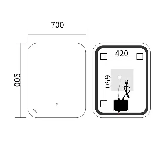 Дзеркало Mixxus Premium DIVERSE MR15-90x70-REVERSE (LED Touch, Anti-fog (3-6,5kK)) (MP6639) - фото 5