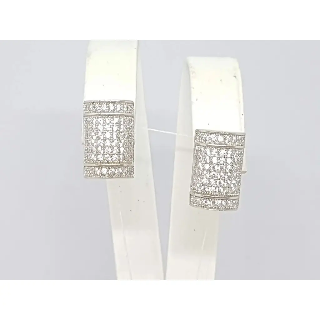 Срібні сережки Подіум з фіанітами. GE5878 - фото 4