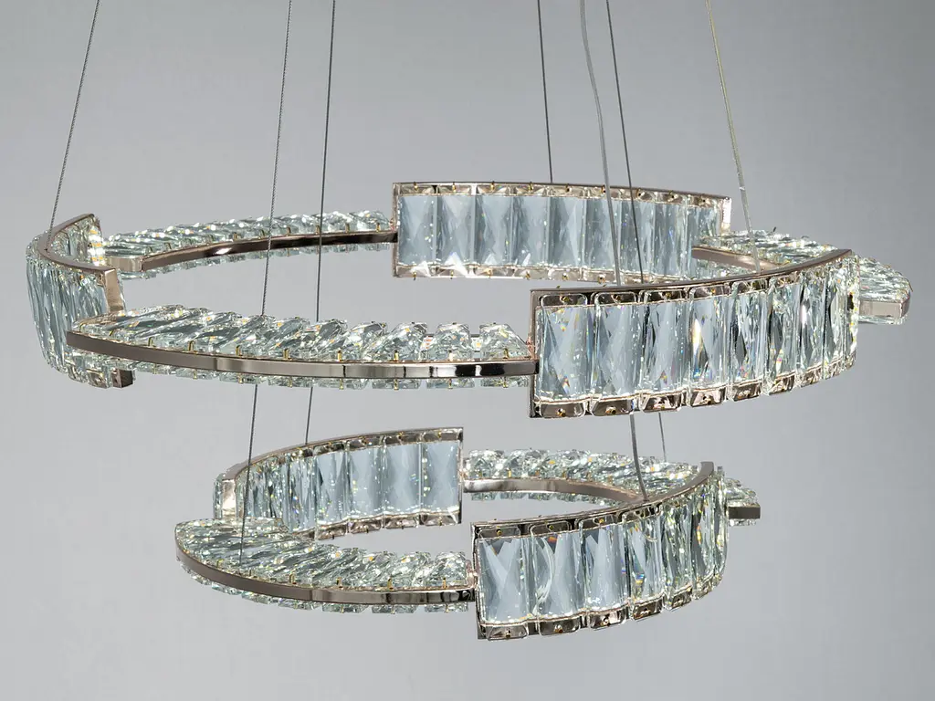 Ефектна кришталева підвісна LED-люстра в золотом для вітальні Diasha 552/600+400G, 126W, 6930 lm - фото 5