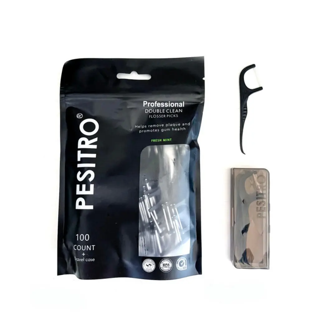 Флоси на тримачі Pesitro Double Clean Flosser Pick (м'ята), 100шт + кейс - фото 2
