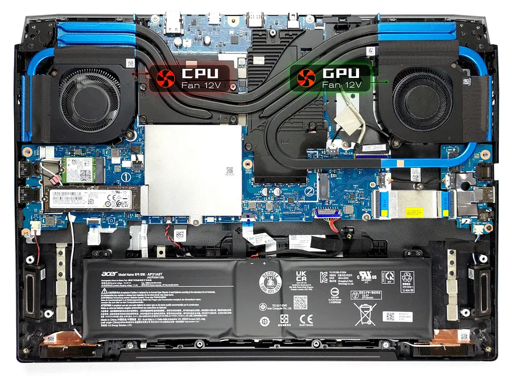 Вентилятор Acer (GPU fan 12V) кулер для моделей ноутбука Predator Helios 300 PH315-55, PH317-56 (DFSCL12E06486T) Acer, 12V, 4pin - фото 5