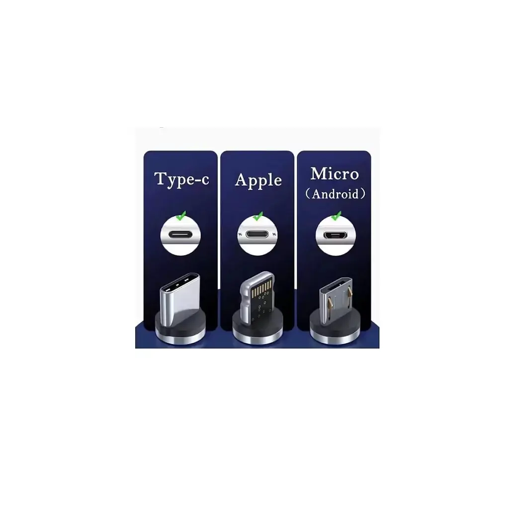 Дата кабель USB 2.0 AM to Lightning + Micro 5P + Type-C magnetic black Denmen (DN-D09E-BK) - фото 5