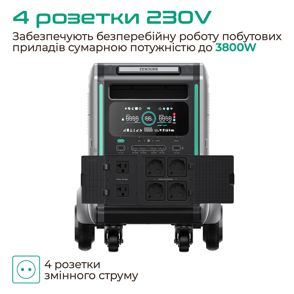 Зарядная станция Zendure SuperBase V4600 Black (4608 Вт/ч) 3800Вт UPS LiFePo4 GridFlow WIFI/BT - фото 2