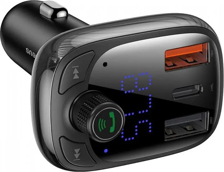 Автомобільний FM-модулятор Baseus T-Typed Bluetooth CCTM-B01 (2USB/1Type-C/36W) Чорний - фото 2