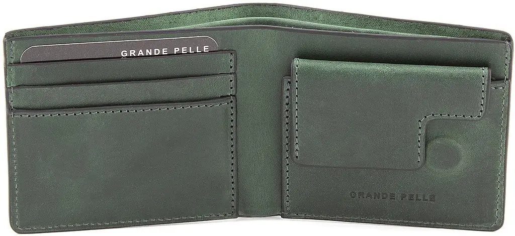 Чоловічий шкіряний портмоне GRANDE PELLE 11х9х2 см acs0024465 - фото 2