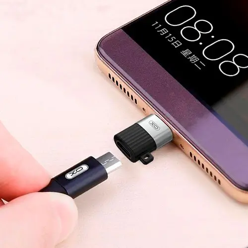 Конектор XO NB149-G USB 2.0 to Micro Чорний - фото 2