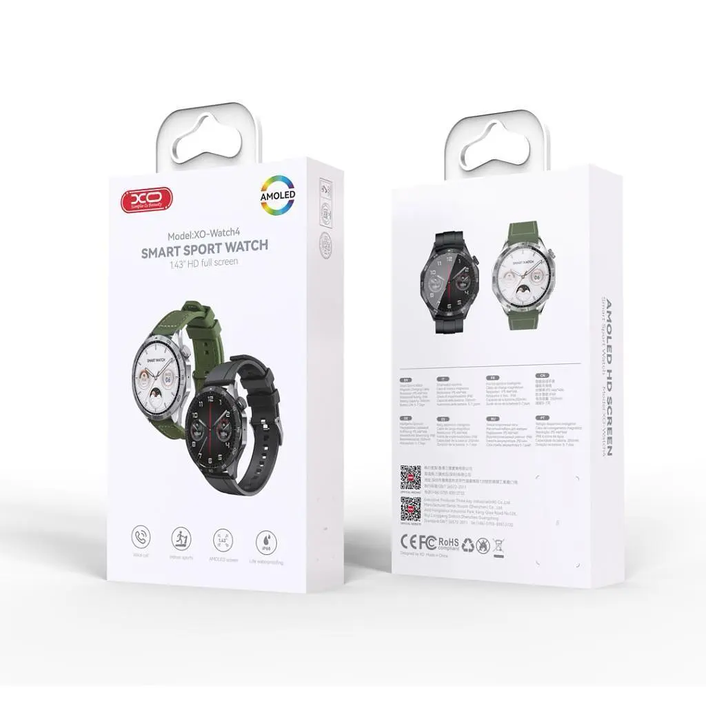 Смарт-годинник XO Watch 4 AMOLED Screen Smart Sports Call Watch сріблястий зелений ремінець - фото 4