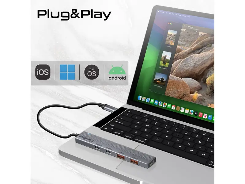 Мультипортовий адаптер Promate USB-C Hub LiteHub Pro Grey (litehub-pro) - фото 6