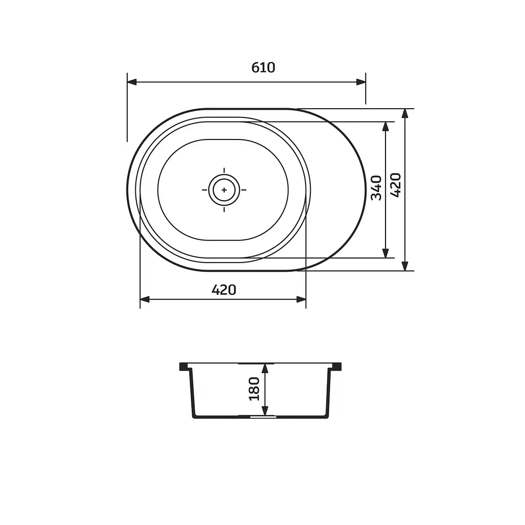 Кухонна мийка Adamant Ovale 610x420x180 mokko 647223, Коричневий - фото 4