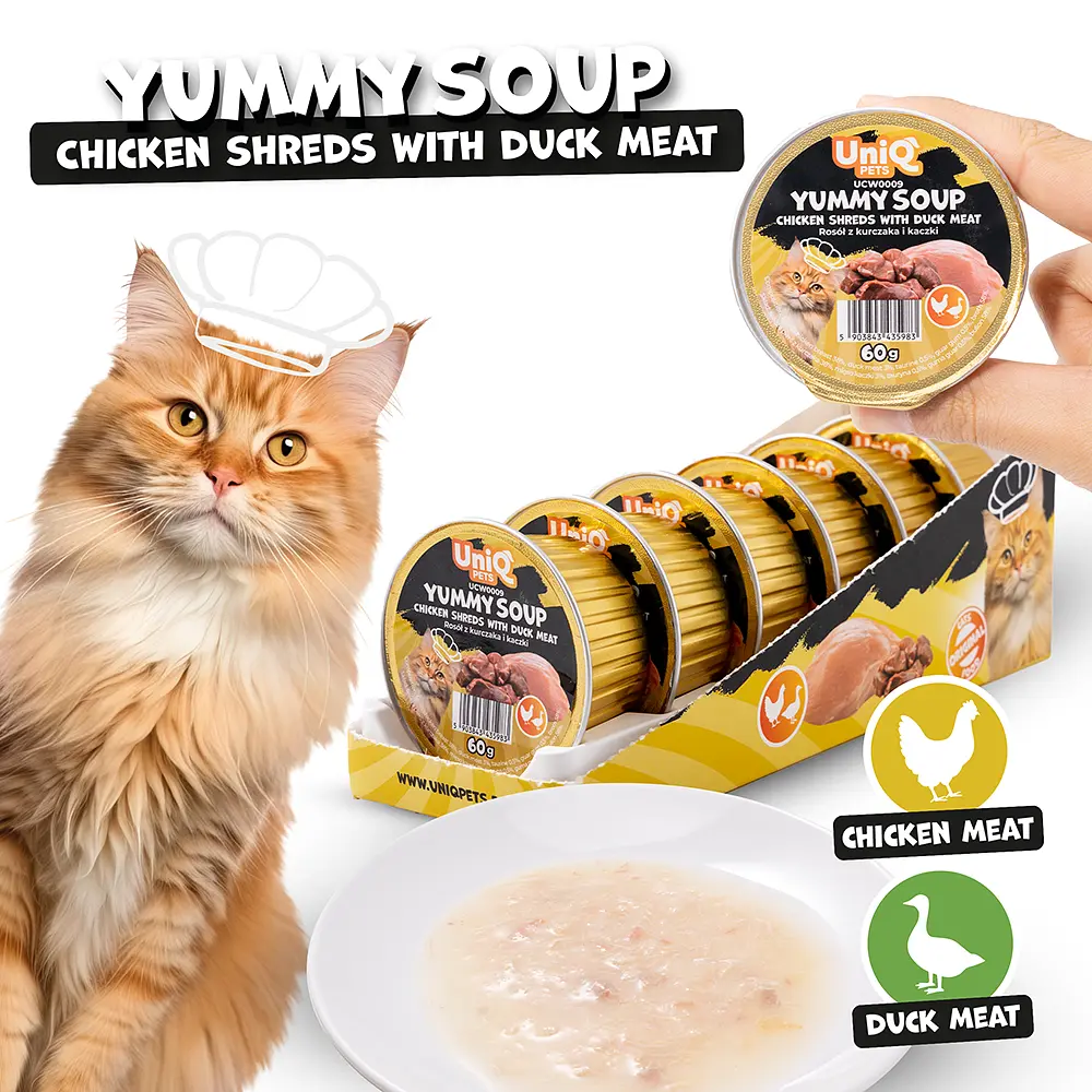 Суп для кішок UNIQ PETS CAT WET FOOD YUMMY SOUP з курячими шматочками та м'ясом качки, 60 г - фото 2