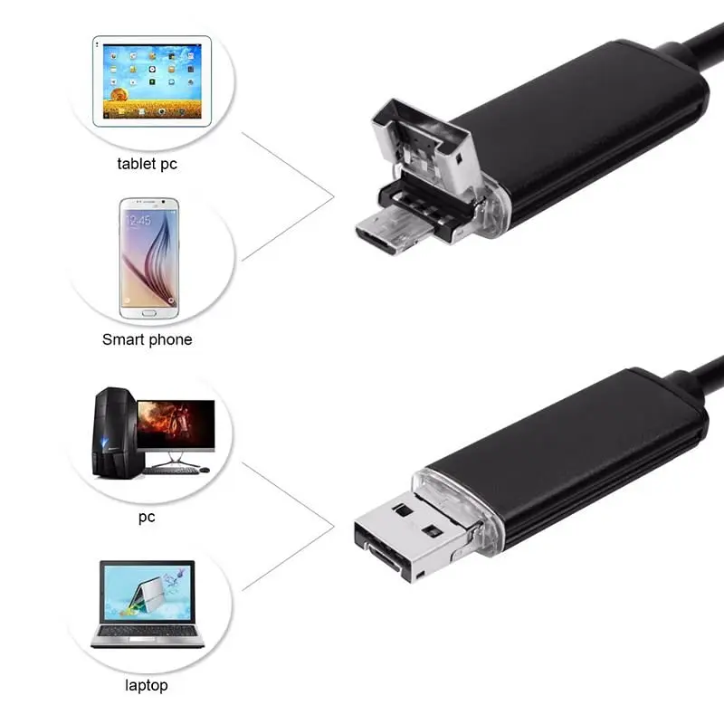 USB ендоскоп для смартфона і ноутбука HD 480P Kerui 652H, 2 метра, 5.5 мм, жорсткий кабель (100348) - фото 3