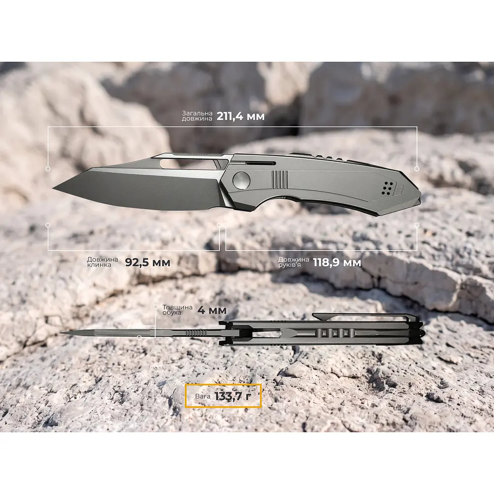 Ніж складаний туристичний Weknife Bogey (9.3 см) Bohler M390 / Titanium сірий - фото 13