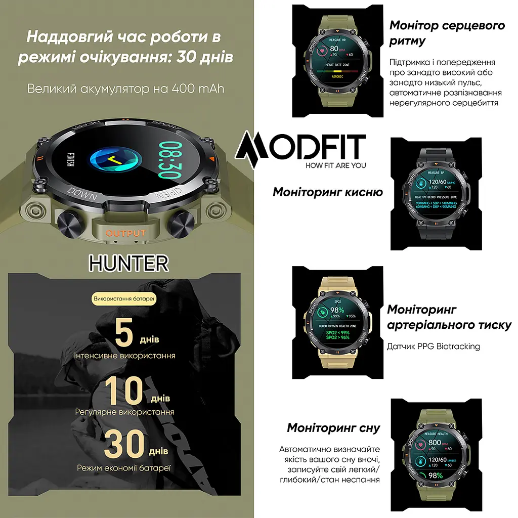Наручные часы мужские Hunter All Black 36 мм. Modfit acs0029743 - фото 5