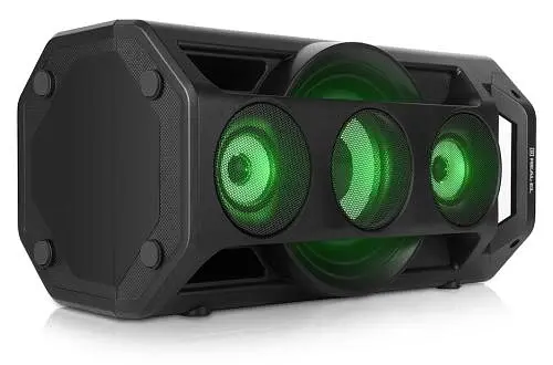 Колонка портативна 2.0 REAL-EL X-777 Black, 2 x 32.5 Вт, пластиковий корпус, Bluetooth, MicroSD / USB, живлення від акумулятора, 8800мА * год, керування зверху - фото 2