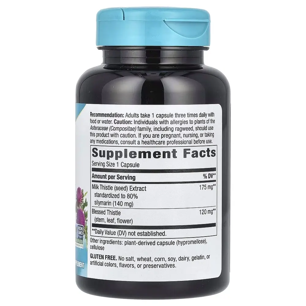 Екстракт насіння розторопші Nature's Way Milk Thistle, 120 вегакапсул для підтримки печінки - фото 2