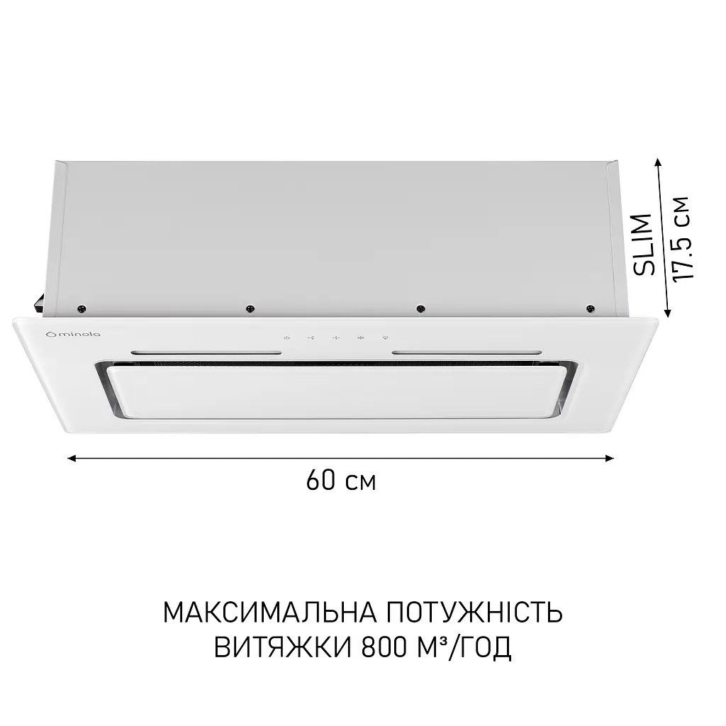 Витяжка повновбудована MINOLA HBI 6473 WH GLASS 800 LED Line - фото 5
