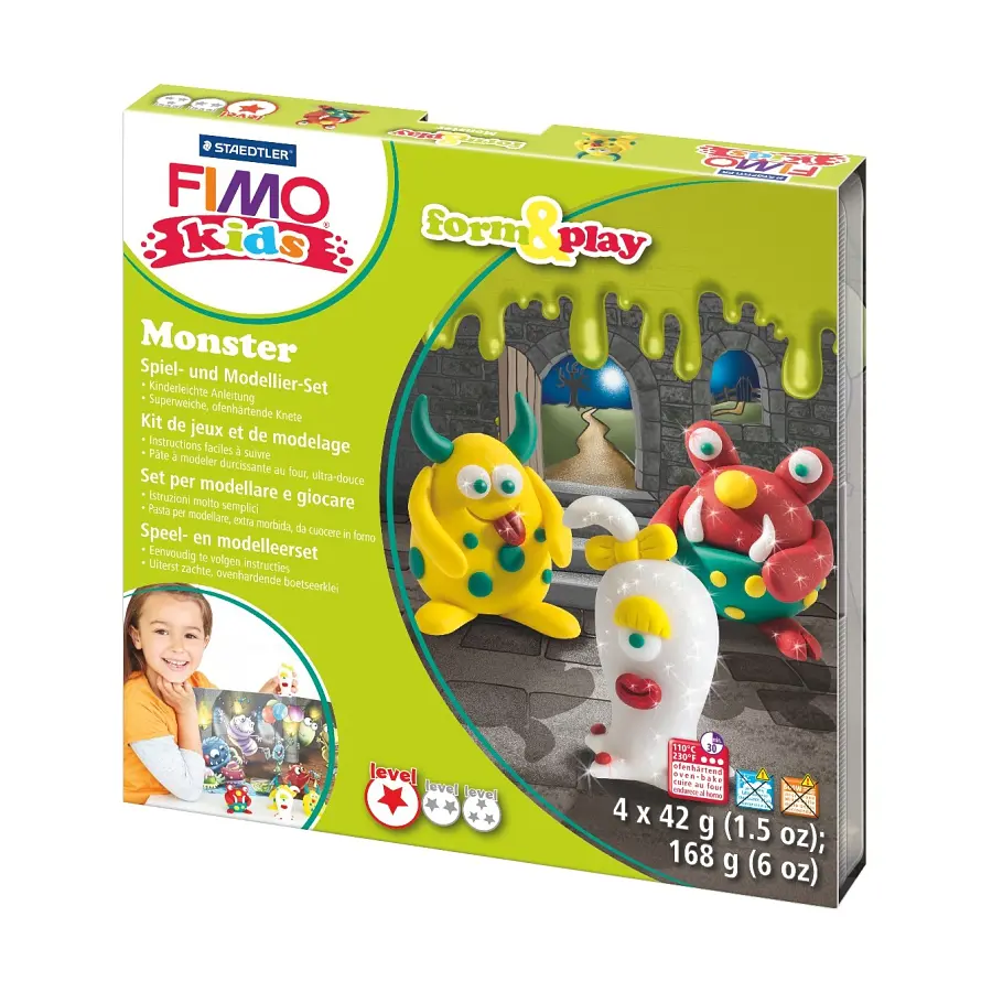 Набір пластики Fimo kids "Монстр" 4 кол. 42 г Fimo (4007817806234)