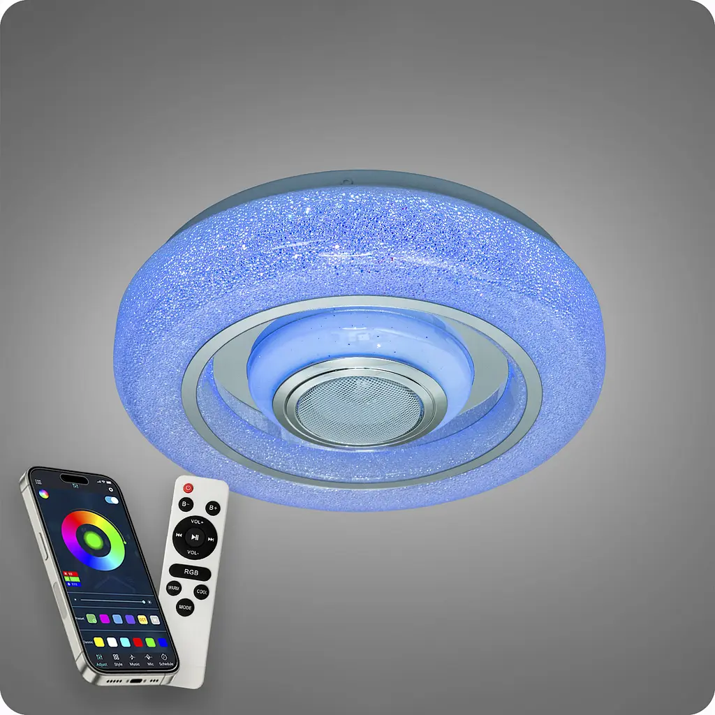 Люстра світлодіодна 517 Dlight RGB з пультом і колонкою 45Вт Білий (02147) - фото 4