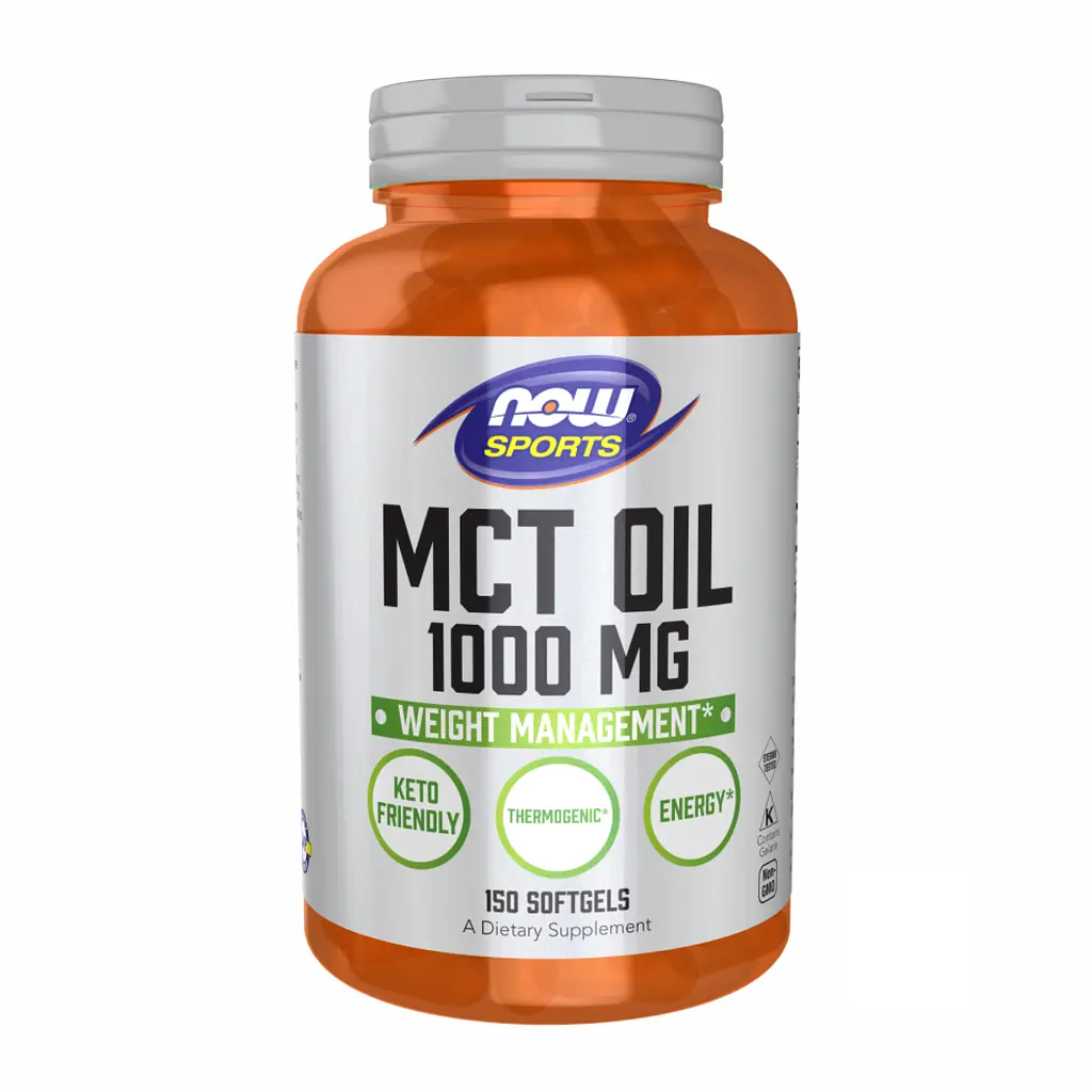 Корисні жири для енергії та спалювання жиру Олія МСТ NOW Foods Sports (MCT Oil) 1000 мг 150 м'яких гелевих капсул