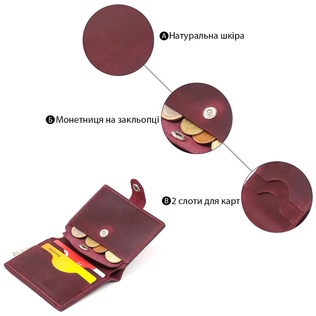 Жіноче матове шкіряне портмоне Shvigel 16478 вишневе - фото 8