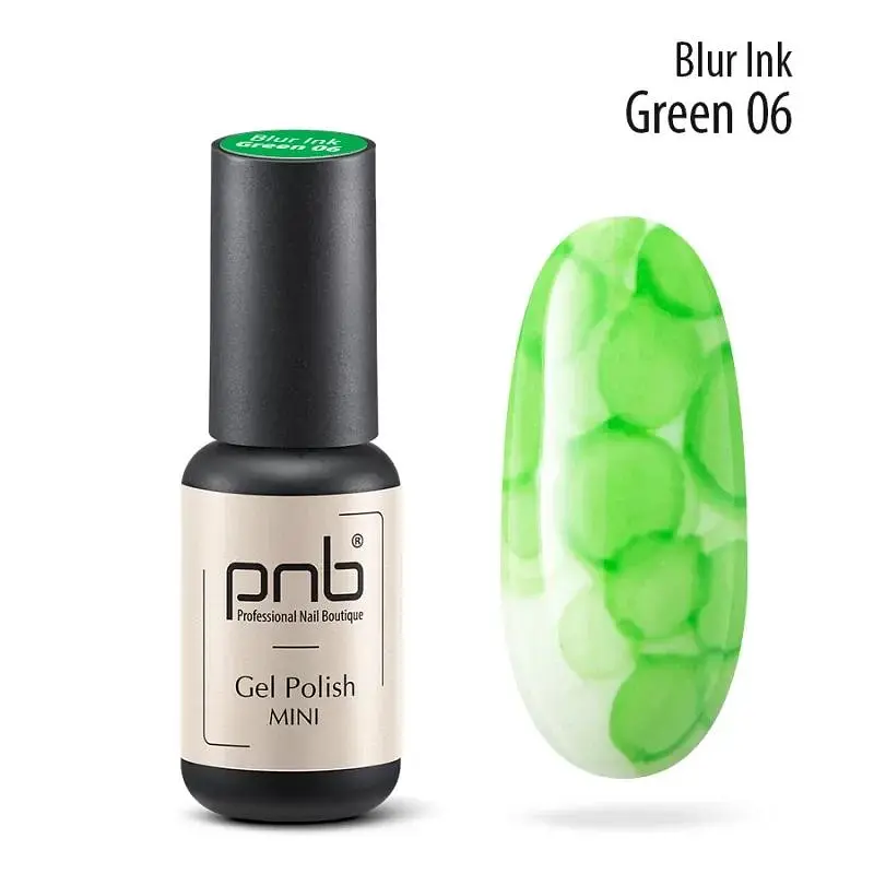 Аква-чорнила для дизайну нігтів PNB Blur ink Green 06, 4 мл - фото 2