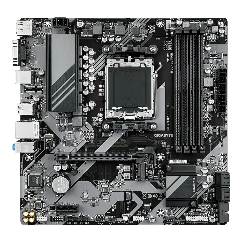 Материнская плата A620M DS3H sAM5 A620 4xDDR5 M.2 HDMI DP mATX Gigabyte teh0019062 - фото 2