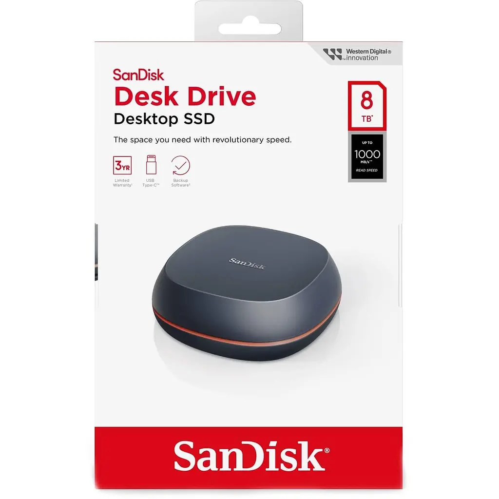 Накопичувач SSD Sandisk Desk Drive 8TB USB Type-C Desktop External SSD, up to 1000MB/s, High-capacity Solid State Drive (SDSSDT40-8T00-EM25) - фото 5