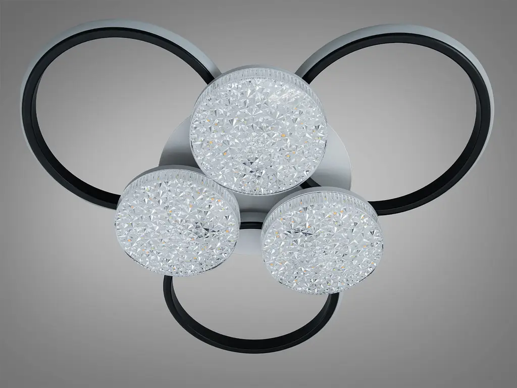 Стельова LED-люстра Dia 2562WH+BK DIMMER - біло-чорна, 82 Вт, 60 см - фото 5