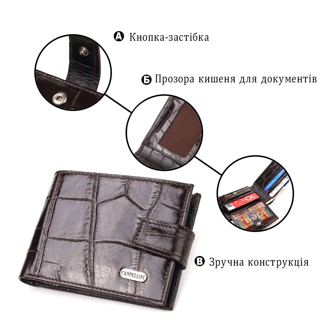 Надійний чоловічий гаманець із натуральної фактурної шкіри Canpellini 21516 коричневий - фото 7