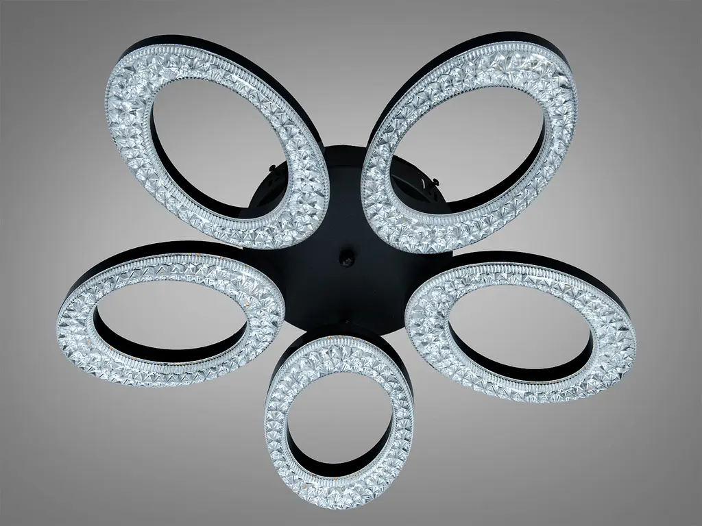 Сучасна стельова LED люстра Diasha 5607/5BK чорна з пультом 53W 56 см до 16 м2 - фото 4