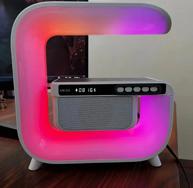 Нічний смарт XM-G3 RGB підсвічування Bluetooth з колонкою бездротовою зарядкою годинником радіо 15 Вт - фото 5