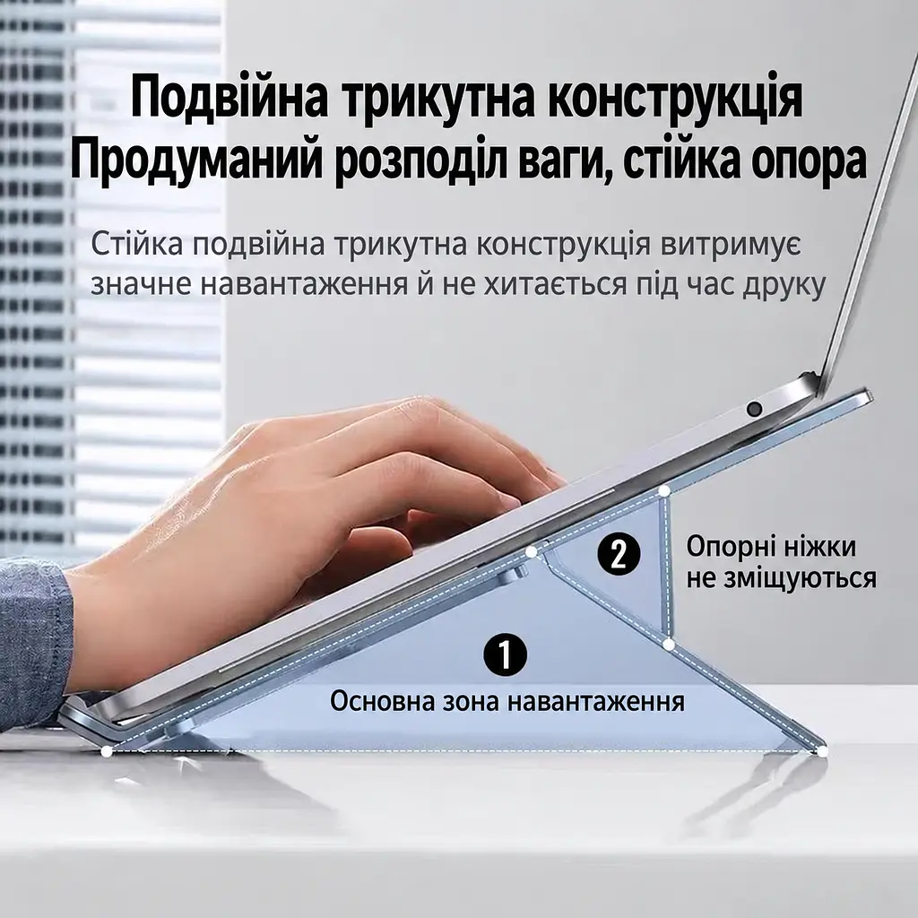 Складная подставка для ноутбука UGREEN LP451 до 17,3″ 5 уровней регулировки высоты высота от 68 до 148 мм с автоматической фиксацией положения с силиконовыми накладками против скольжения и царапин с открытой конструкцией нагрузка до 5 кг также для планшетов до 17,3″ космический серый (90312) - фото 7