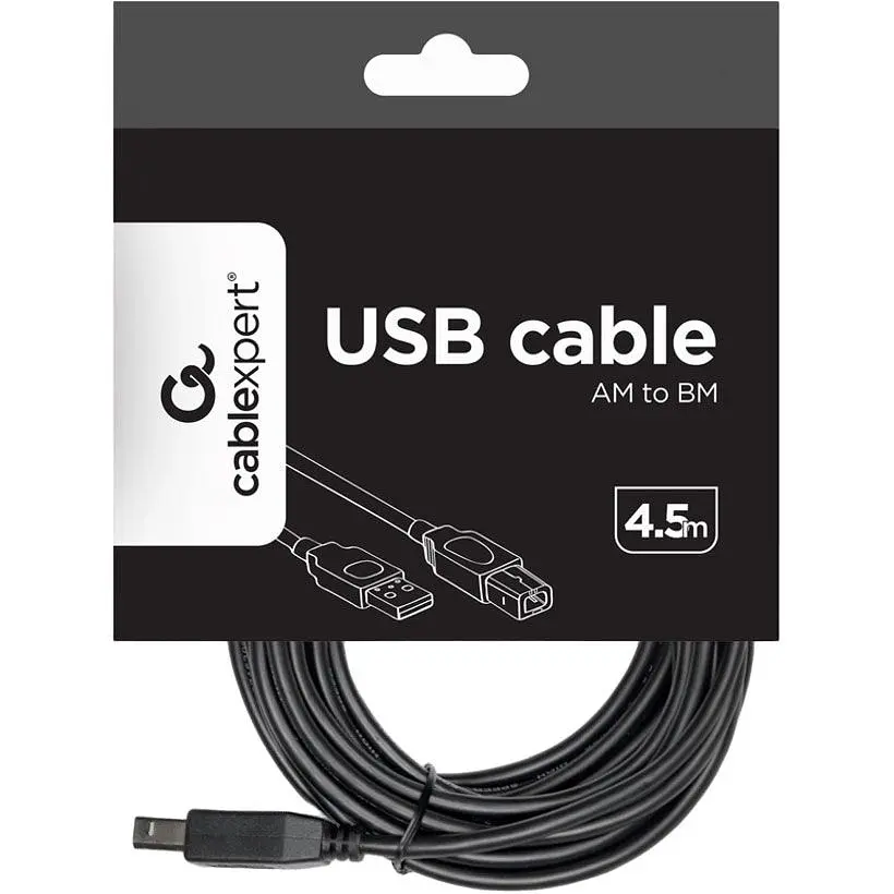Кабель Cablexpert USB 2.0 AM/BM 4.5 m Black [CCP-USB2-AMBM-15] [119060] - фото 5