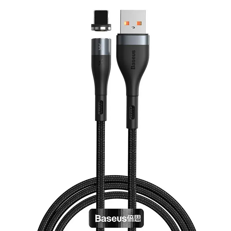 Кабель Baseus Zinc Fabric Magnetic Cable USB to Lightning 2.4A 1m CALXC-KG1 Black-Grey - фото 2