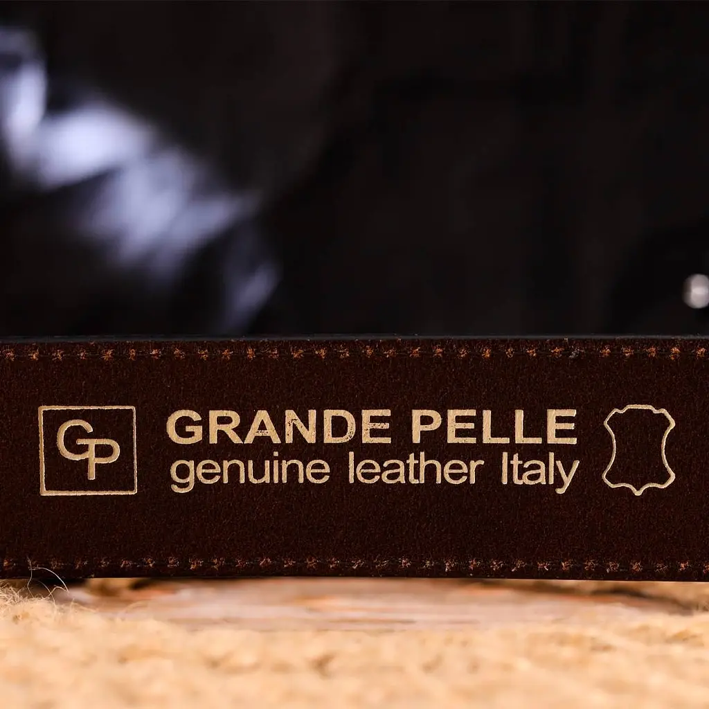 Красивий чоловічий ремінь із натуральної шкіри Grande Pelle 21460 коричневий 120 см - фото 7
